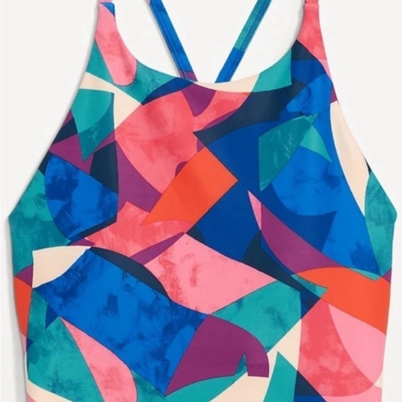 NWOT! Pink Geometric Light Support PowerSoft Longline Sports Bra - Small 🤎 - Picture 3 of 8